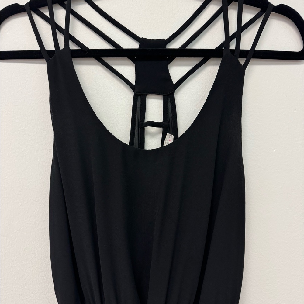 Lush Black Strappy Mini Dress
